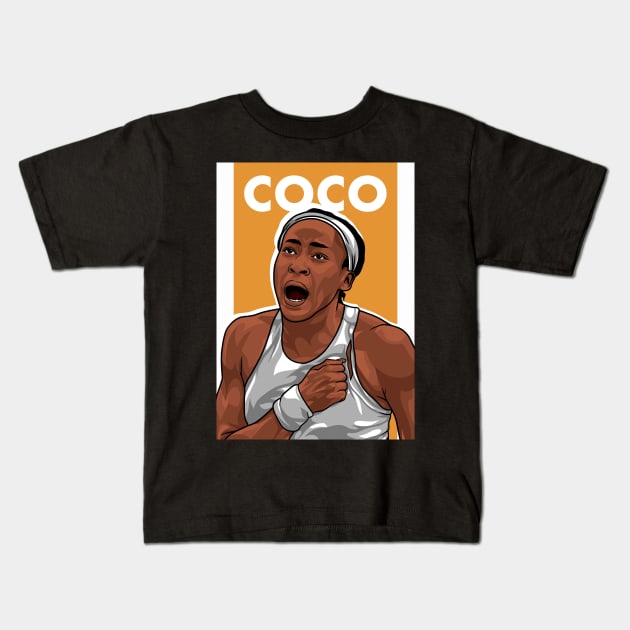 Coco Gauff Kids T-Shirt by Rekayasabumi